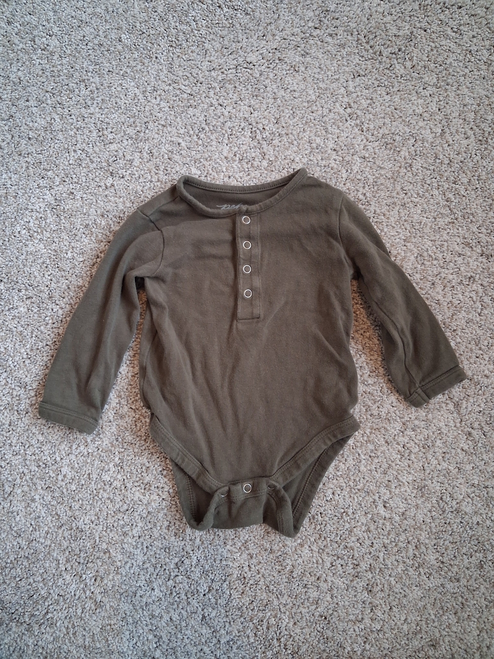 Long Sleeve Olive Green Baby One-Piece Bodysuit